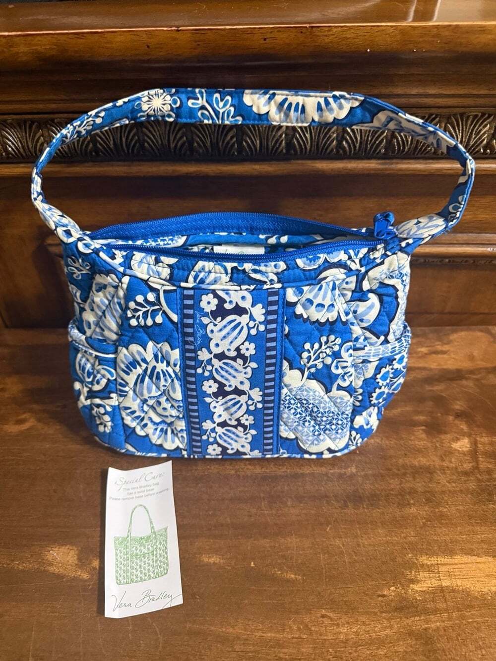Vera Bradley Mediterranean Blue Pleated Hobo Shoulder Bag like new.